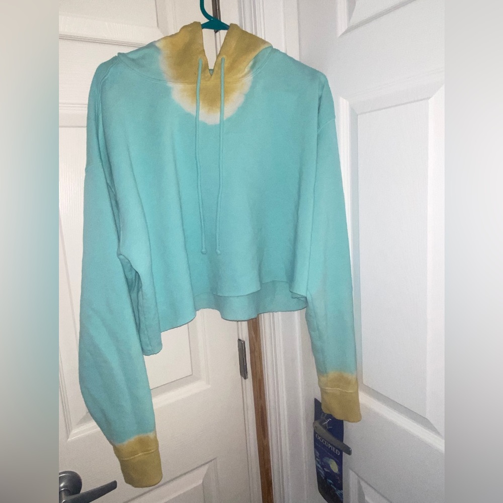 Gradient Cropped Hooded Sweatshirt